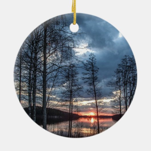 Seenlandschaft, Finnland Keramik Ornament (Hinten)