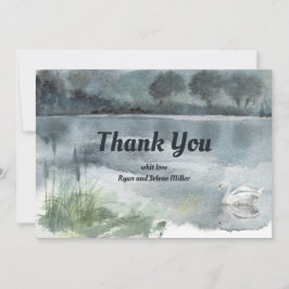 Seenlandschaft mit Schwänen Dankeskarte