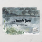 Seenlandschaft mit Schwänen Dankeskarte (Vorne/Hinten)