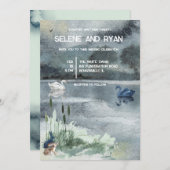 Seenlandschaft mit Schwänen Hochzeit Einladung (Vorne/Hinten)