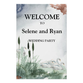 Seenlandschaft mit Schwänen Poster