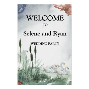 Seenlandschaft mit Schwänen Poster