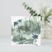 Seenlandschaft mit Schwänen Save The Date (Stehend Vorderseite)
