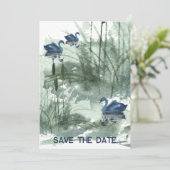 Seenlandschaft mit Schwänen Save the Date (Stehend Vorderseite)