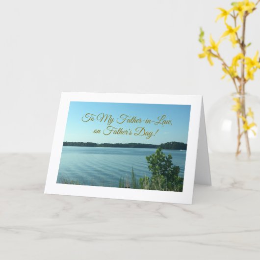 Seenlandschaft, Schwiegervater, Vatertagskarte Karte (Gelbe Blume)