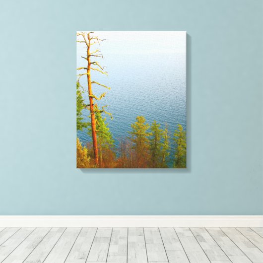 Seenlandschaft Wrapped Canvas Leinwanddruck (Insitu (Holzboden))