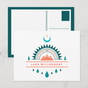 Seenwald-Boho-Regenbogenmond Postkarte