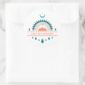 Seenwald-Boho-Regenbogenmond Runder Aufkleber (Tasche)