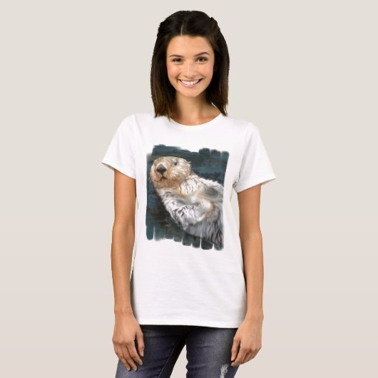 Seeotter-Damen-angepasster T - Shirt (Vorne ganz)