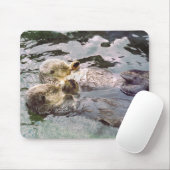 Seeotter, die Hände halten Mousepad (Mit Mouse)