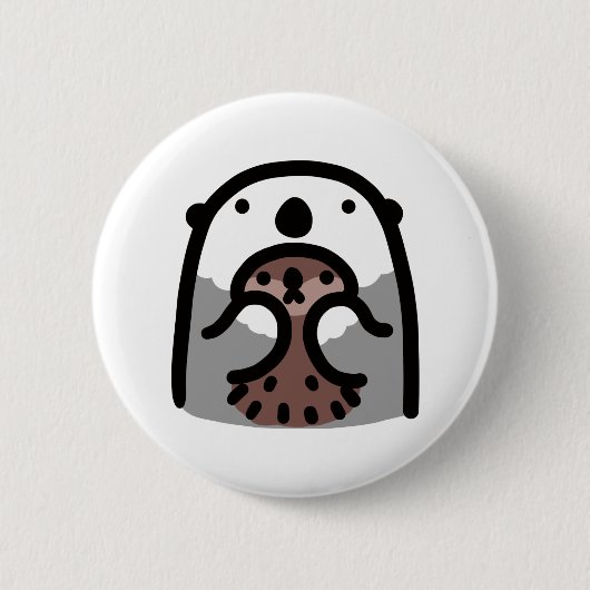 Seeotter hält ihr kostbares Baby Button (Vorderseite)