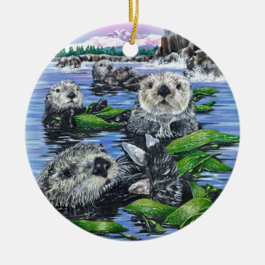 Seeotter in der Kelp-Keramik-Verzierung Keramik Ornament (Vorne)