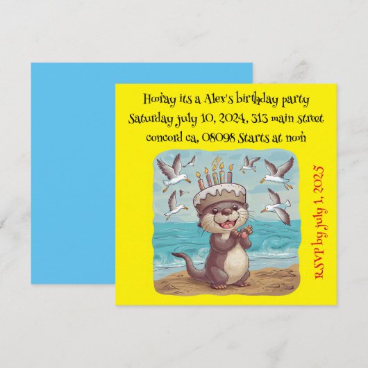 Seeotter mit Kuchengebäck Einladung (Vorne/Hinten)