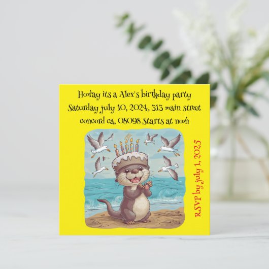 Seeotter mit Kuchengebäck Einladung (Stehend Vorderseite)