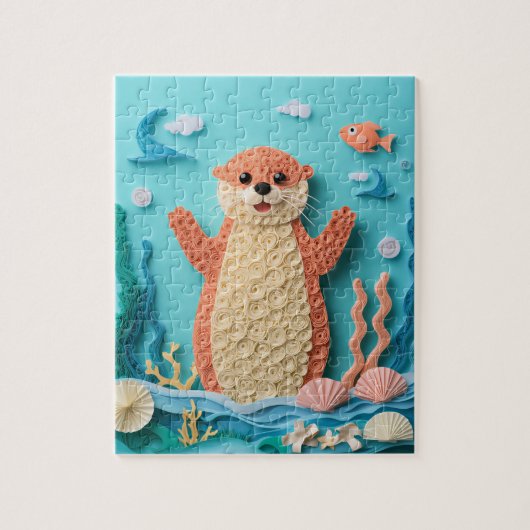 Seeotter-Papierkunst-Splash Puzzle (Vertikal)