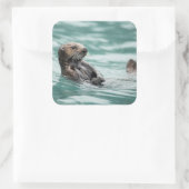 Seeotter Quadratischer Aufkleber (Tasche)