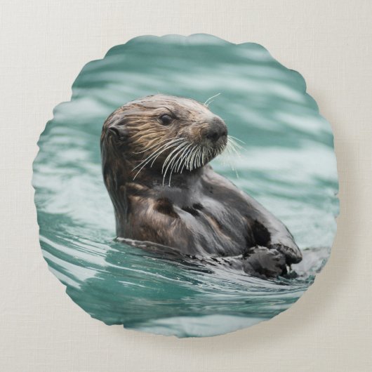 Seeotter Rundes Kissen (Vorderseite)