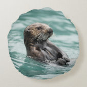 Seeotter Rundes Kissen (Rückseite)