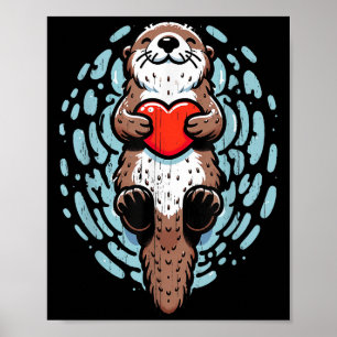Seeotter Valentinstag Herz Liebhaber Lustig Jungen Poster