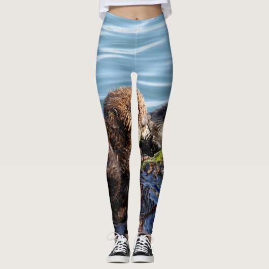Seeottermutter und -welpe mit Kelp Leggings (Vorderseite)