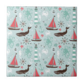 Seeozean-Blau und Rose Fliese (Vorderseite)