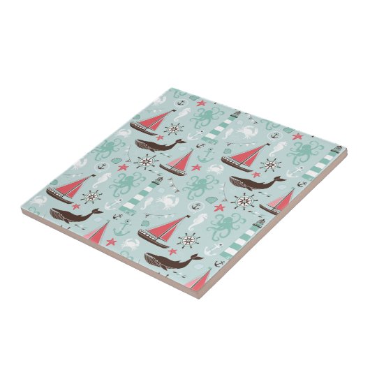 Seeozean-Blau und Rose Fliese (Seite)