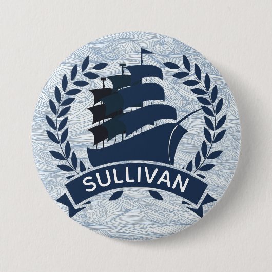 Seeozean-Wellen des segeln-Schiffs-| Button (Vorderseite)