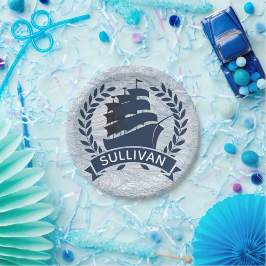 Seeozean-Wellen des segeln-Schiffs-| Pappteller (Party)