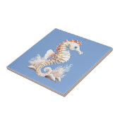 Seepferd 3D-Blau-Orange Weißmeer-Chic Fliese (Seite)