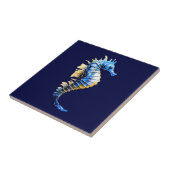 Seepferd 3D-Blaugold nautischer Meerwasserchic Fliese (Seite)