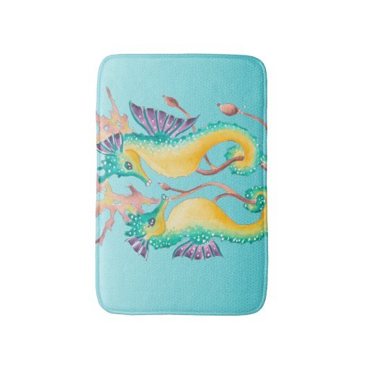 Seepferd Algenblau Badematte (Vorderseite Vertikal)