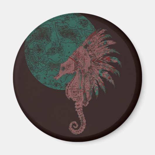Seepferd am Mond Magnet (Vorne)