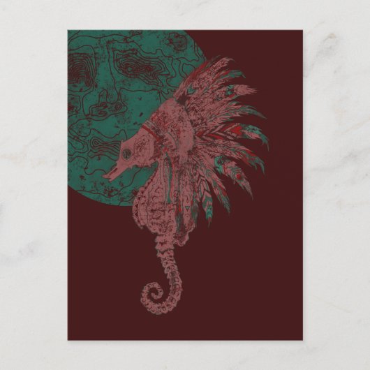 Seepferd am Mond Postkarte (Vorderseite)