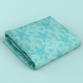 Seepferd an der blauen Küste und Starfish Stoff