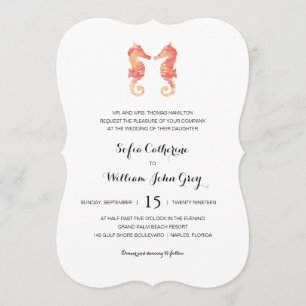 Seepferd an der Küste   Hochzeit Einladung