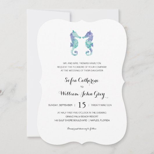 Seepferd an der Küste | Hochzeit Einladung (Vorderseite)