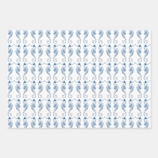 Seepferd an der Küste und Starfish Geschenkpapier Set (Vorderseite)