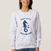 Seepferd Anchor First Mate Boat oder Name Blue Gra Sweatshirt (Vorderseite)