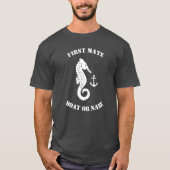 Seepferd Anchor First Mate Boat oder Name Grau T-Shirt (Vorderseite)