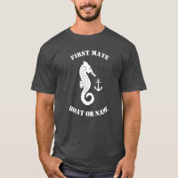 Seepferd Anchor First Mate Boat oder Name Grau
