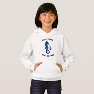 Seepferd Anker First Mate Boat oder Name White Hoodie