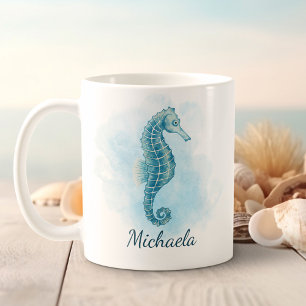 Seepferd Aqua Blue Coastal Kaffeetasse