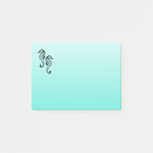 Seepferd-Aqua Post-it Klebezettel (Vorderseite)