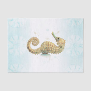 Seepferd Aquamarin & Gold Küstenstrand Seidenpapier