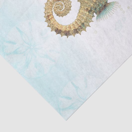 Seepferd Aquamarin & Gold Küstenstrand Seidenpapier (Ausschnitt)