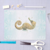 Seepferd Aquamarin & Gold Küstenstrand Seidenpapier (Handwerk)