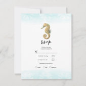 Seepferd Aquamarin & Gold Watercolor Wedding RSVP Einladung (Vorderseite)