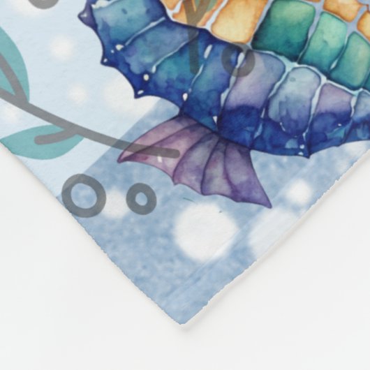 Seepferd Aquarell Blue Print Fleecedecke (Ecke)