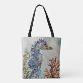 Seepferd Aquarell Doppelseitige Tasche (Rückseite)