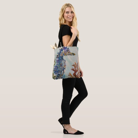 Seepferd Aquarell Doppelseitige Tasche (Am Model)